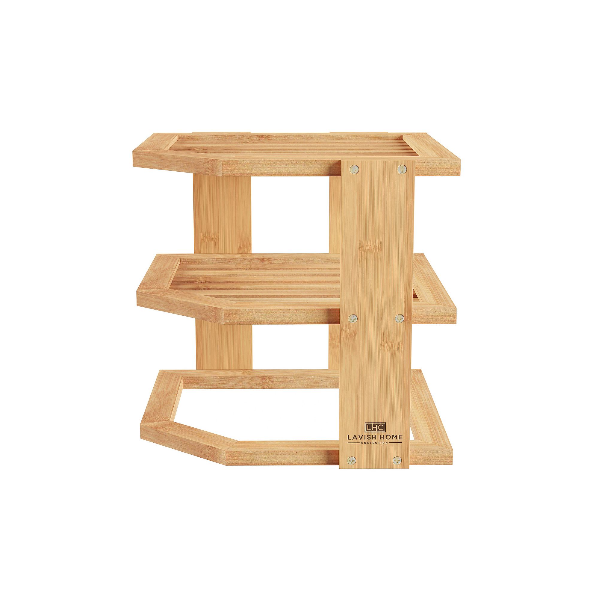 Hastings Home 3-Tier Bamboo Corner Shelf, Brown