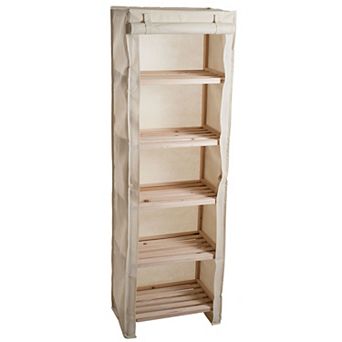 Hastings Home Five Tier Wood Storage Shelving Rack with Removable Cover