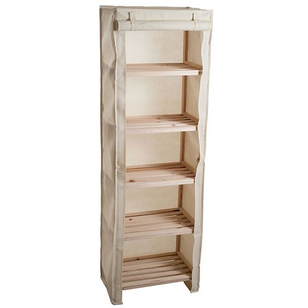 Hastings Home Five Tier Wood Storage Shelving Rack with Removable Cover
