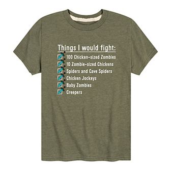 Boys 8-20 Pixel Chickens Zombies Sword Tee