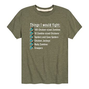 Boys 8-20 Pixel Chickens Zombies Sword Tee