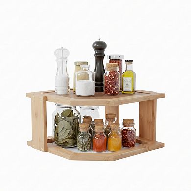 Hastings Home 2-Tier Bamboo Corner Shelf