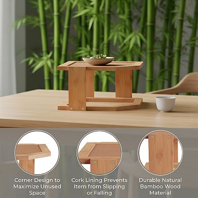 Hastings Home 2-Tier Bamboo Corner Shelf