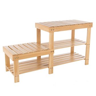 Hastings Home 2 tier Bamboo Shoe Rack & Bench