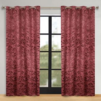 SUPERIOR Leaves 2 pc Room Darkening Grommet Curtain Panels