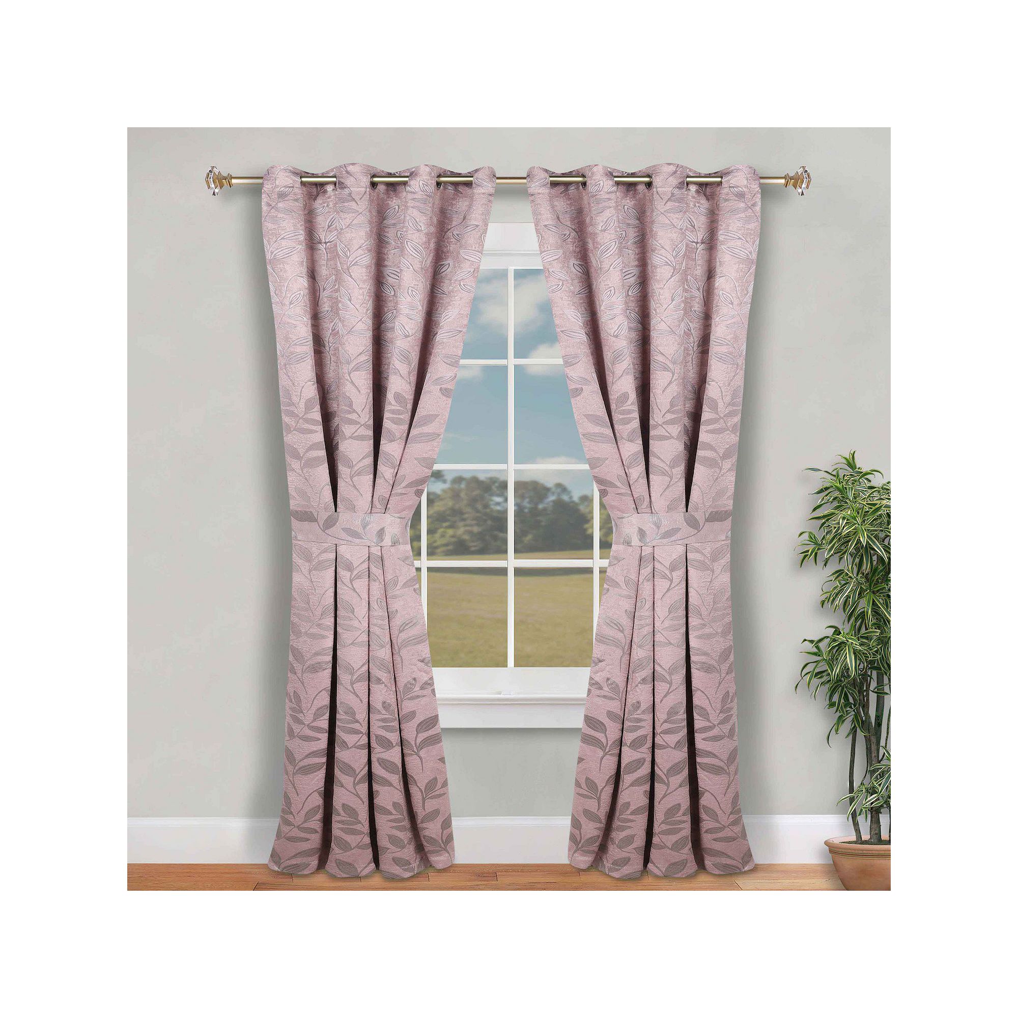 SUPERIOR Leaves 2-Piece Room Darkening Grommet Curtain Panels, Blush