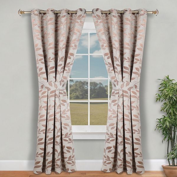 SUPERIOR Leaves Insulated Thermal 2-Pack Room Darkening Grommet Window Curtain Panels - Bronze (46X96)