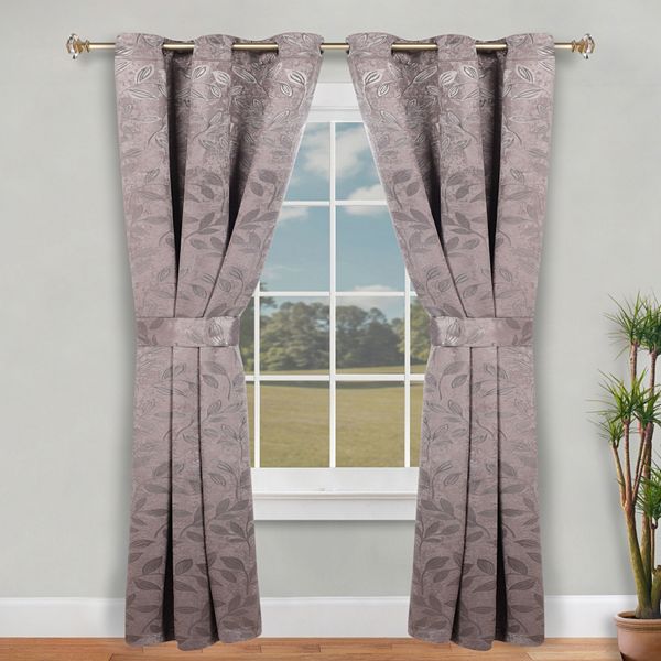 Superior Leaves Blackout Curtains, Set of 2, 52" X 120", Cappuccino-Brown