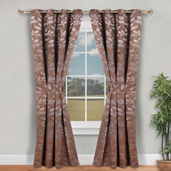 SUPERIOR Leaves 2 pc Room Darkening Grommet Curtain Panels