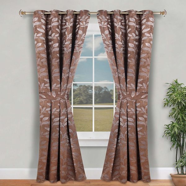 Superior Leaves Blackout Curtains, Set of 2, 46" X 96", Cooper