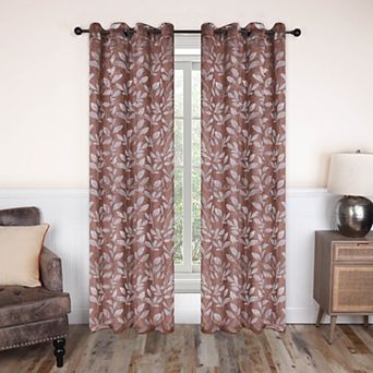 SUPERIOR Leaves 2 pc Room Darkening Grommet Curtain Panels