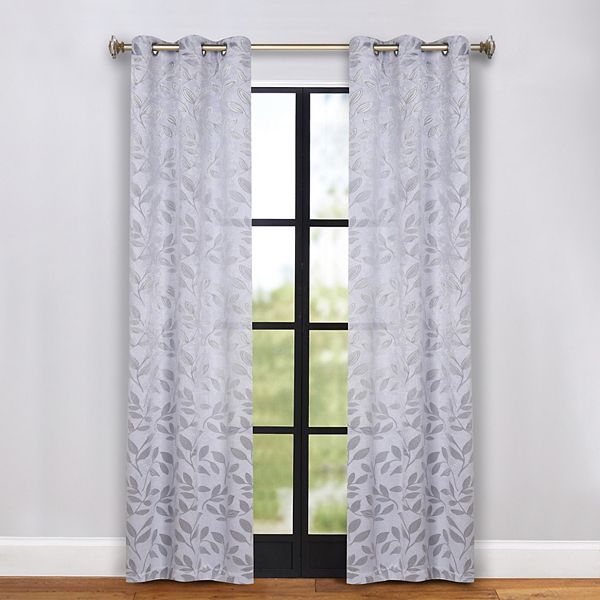 Superior Leaves Blackout Curtains, Set of 2, 42" X 96", Silver