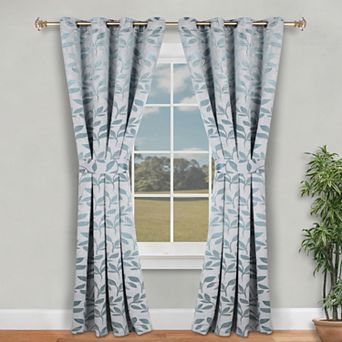 SUPERIOR Leaves 2 pc Room Darkening Grommet Curtain Panels