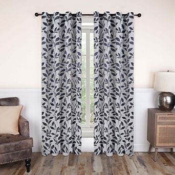 SUPERIOR Leaves 2 pc Room Darkening Grommet Curtain Panels