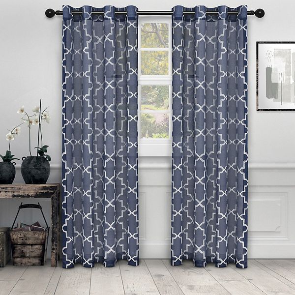 Superior Quatrefoil 2-Pack Semi-Sheer Grommet Window Curtain Panels