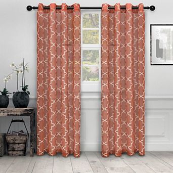 Superior Quatrefoil 2-Pack Semi-Sheer Grommet Window Curtain Panels