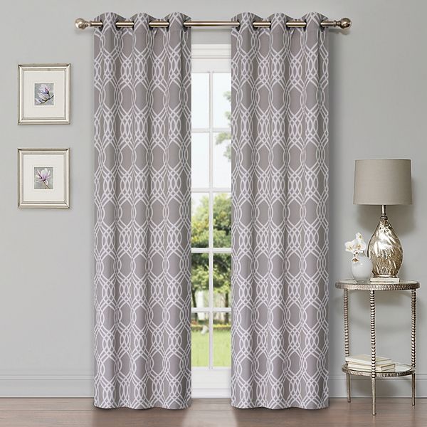 Superior Ribbon Blackout Curtains, Grommet Header, Set of 2, 52" x 63", Silver