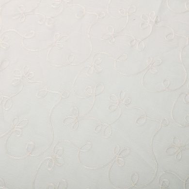 Superior Embroidered Set of 2 Scroll Sheer Grommet Window Curtain Panels