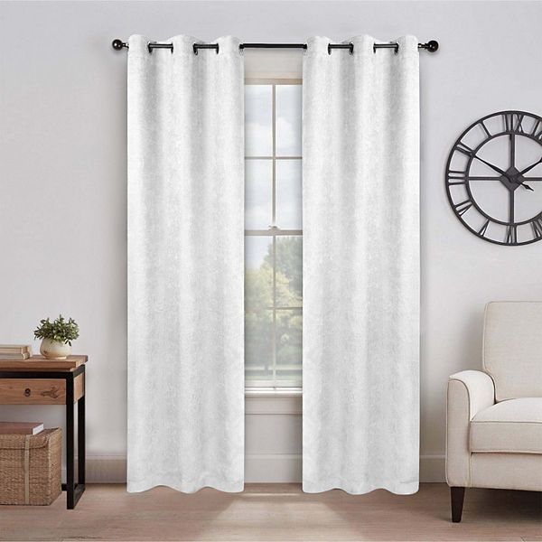 Superior Senna Blackout Curtains, Grommet Header, Set of 2, 52" x 84", Snow White