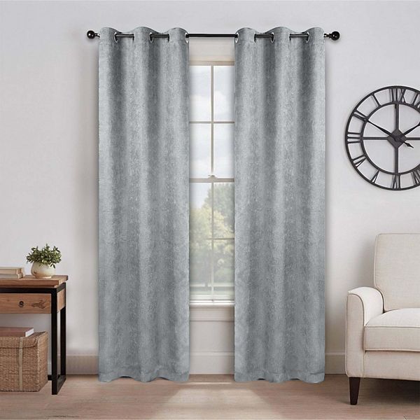Superior Senna Blackout Curtains, Grommet Header, Set of 2, 52" x 84", Chrome