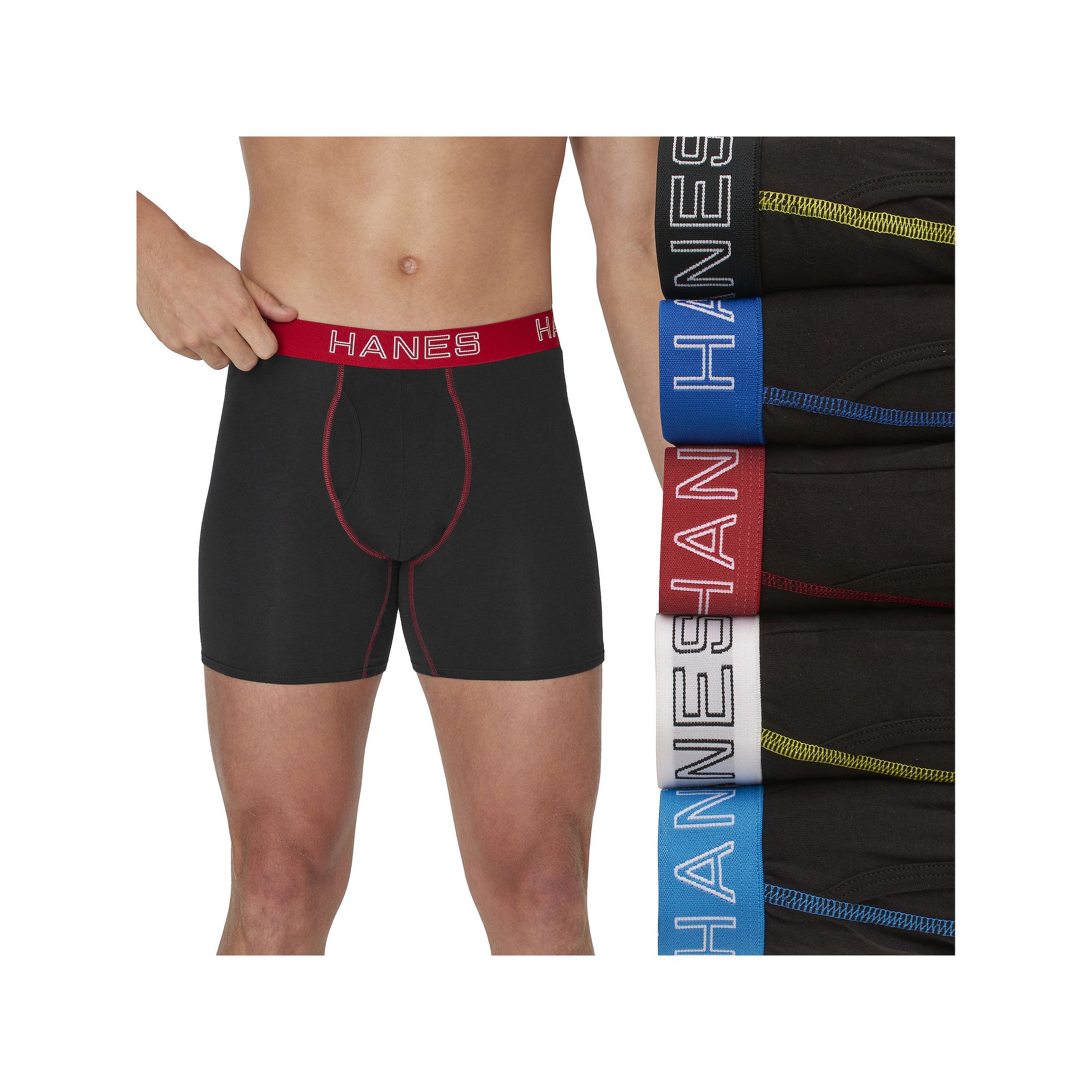 Hanes Ultimate 5-Pack Mens Stretch Boxer Brief Underwear, Size: Small, Bla