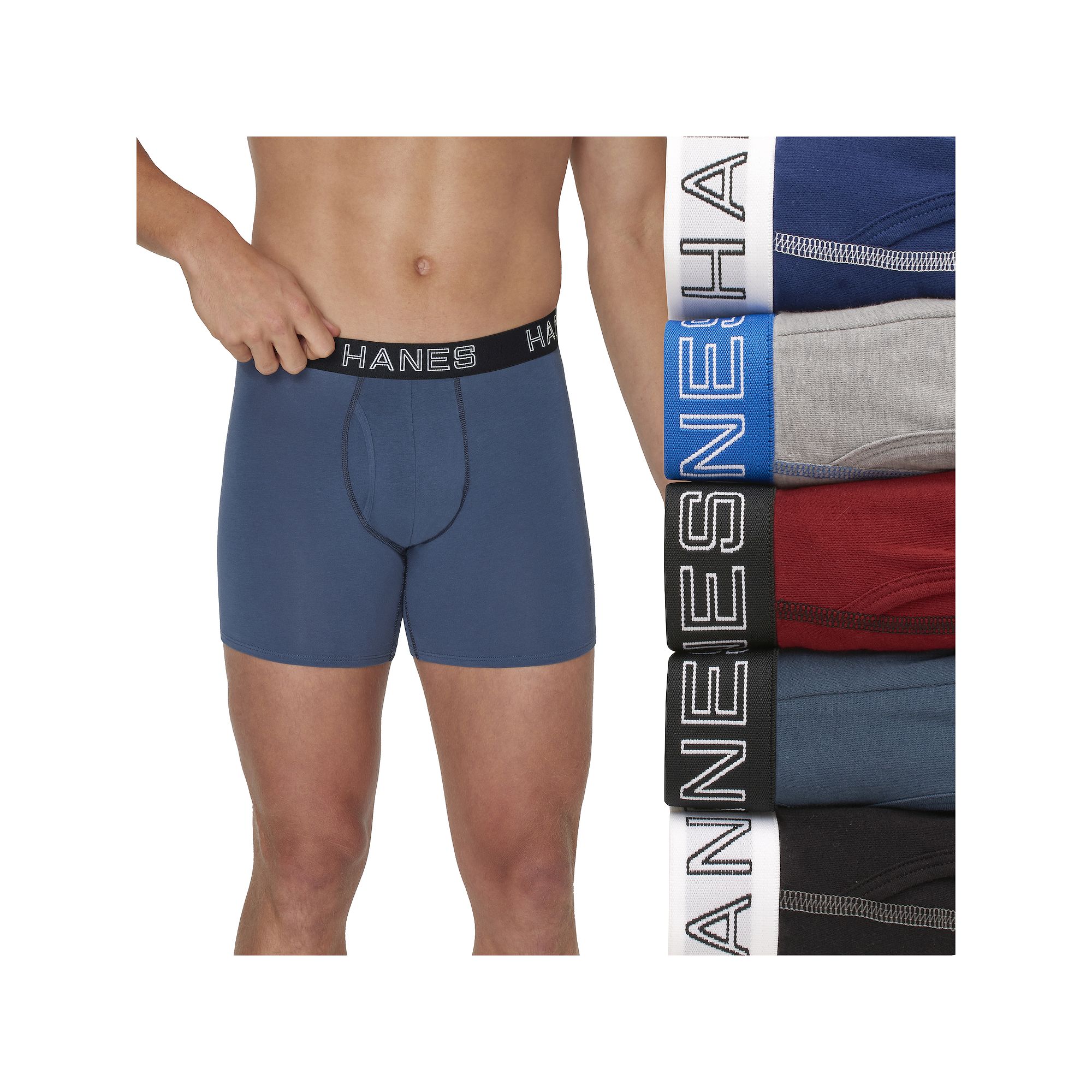 Hanes Ultimate 5-Pack Mens Stretch Boxer Brief Underwear, Size: Small, Blu