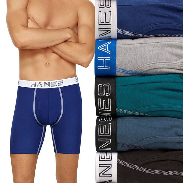 Hanes Ultimate Boxer Brief 5-Pack Men's Stretch Long Leg Comfort Flex  Waistband