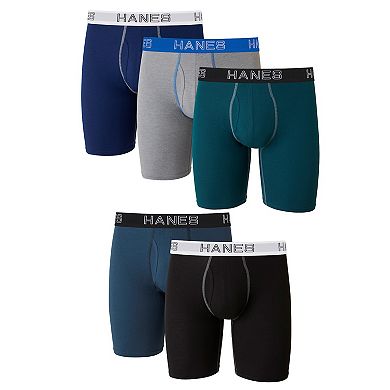 Men's Hanes® 5 Pack Ultimate Stretch Long Leg Boxer Brief Underwear
