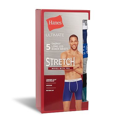 Men's Hanes® 5 Pack Ultimate Stretch Long Leg Boxer Brief Underwear