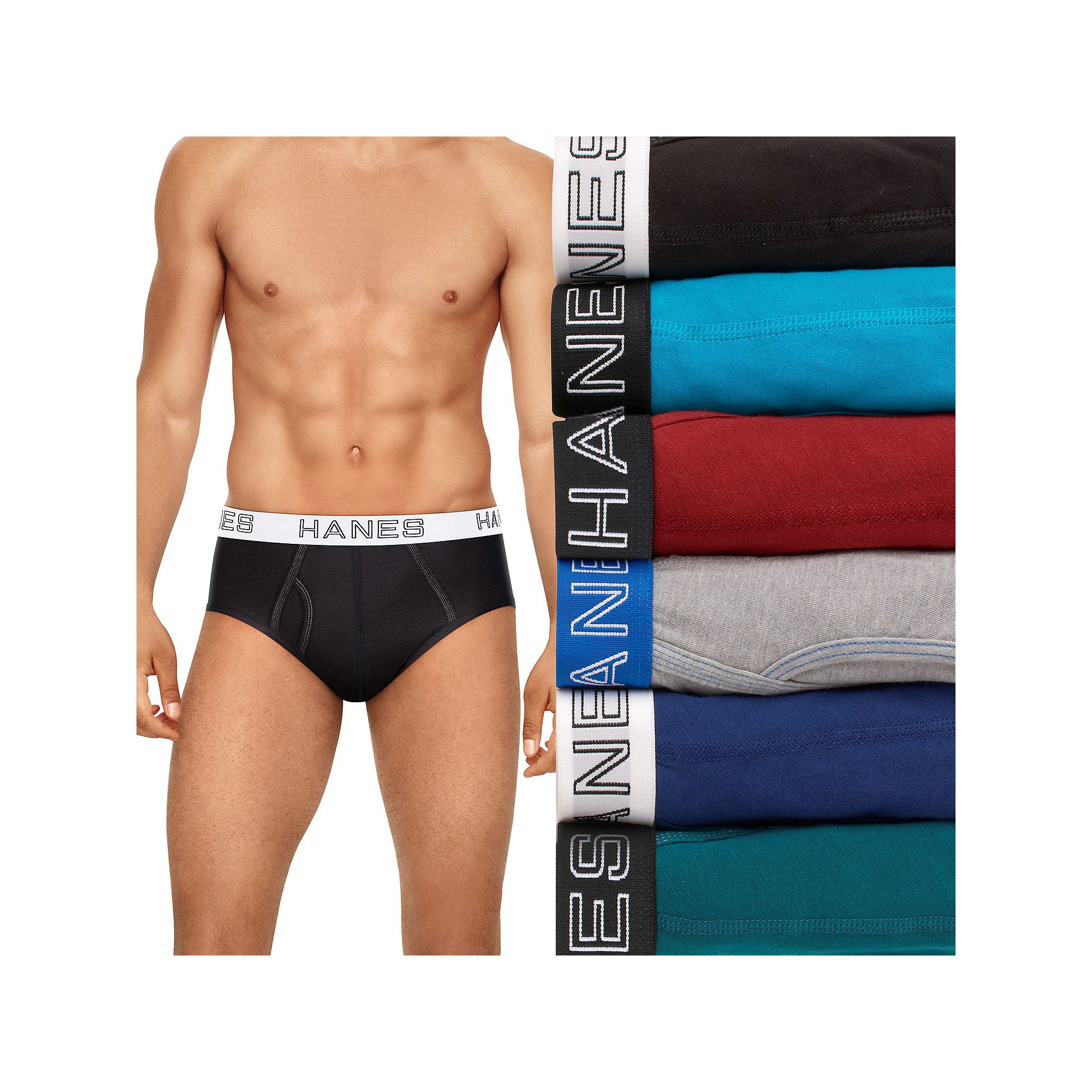 Hanes Ultimate 6-Pack Mens Stretch Briefs, Size: Small, Blue Grey Black