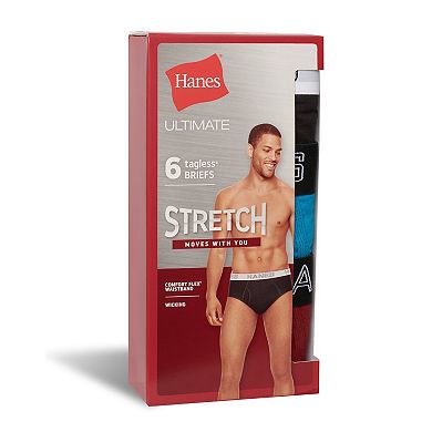 Men's Hanes® 6 Pack Ultimate Stretch Moisture Wicking Briefs Underwear