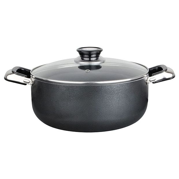 Alpine Cuisine Gray Aluminum Dutch Oven with Glass Lid - 4 qt