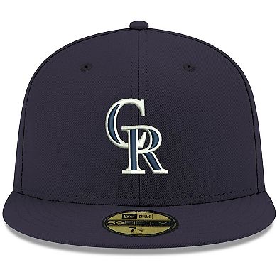 Men's New Era Navy Colorado Rockies Logo White 59FIFTY Fitted Hat
