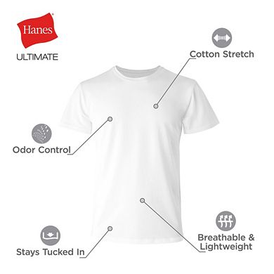 Hanes Ultimate 4-Pack Men's Comfort Fit Cotton Stretch Crewneck Undershirt