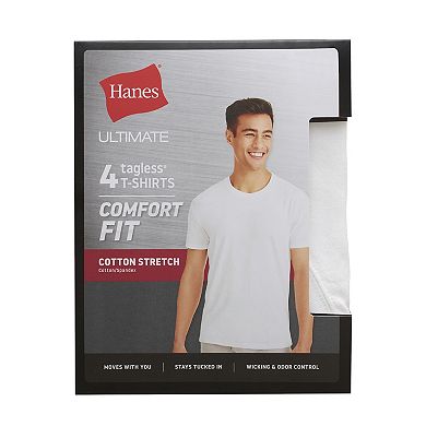 Hanes Ultimate 4-Pack Men's Comfort Fit Cotton Stretch Crewneck Undershirt