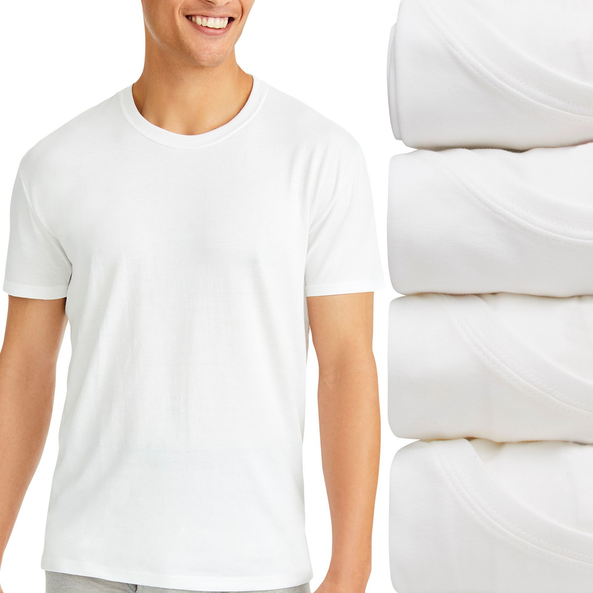 Hanes Ultimate 4-Pack Mens Comfort Fit Cotton Stretch Crewneck Undershirt,