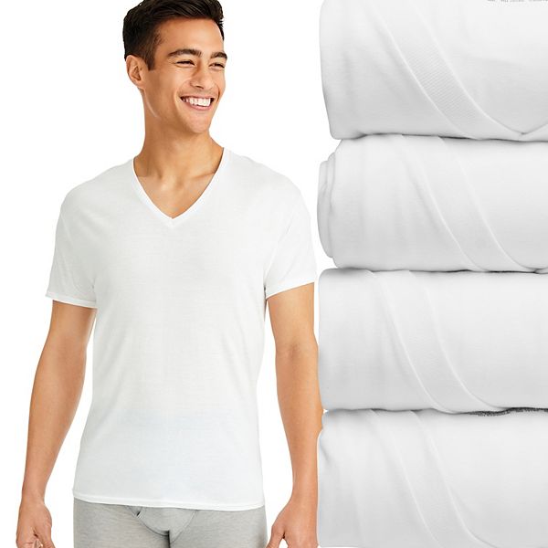 Men's Hanes Ultimate® 4pack ComfortFit Stretch Vneck Tees