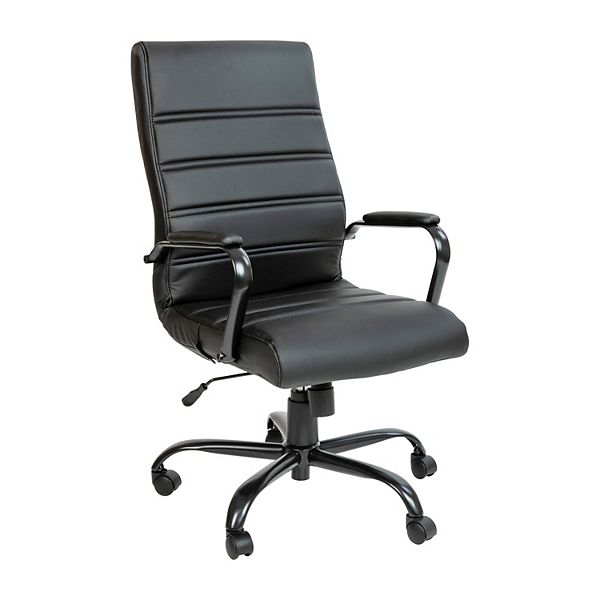 Flash Furniture High Back Black LeatherSoft Executive Swivel Office Chair with Black Frame and Arms