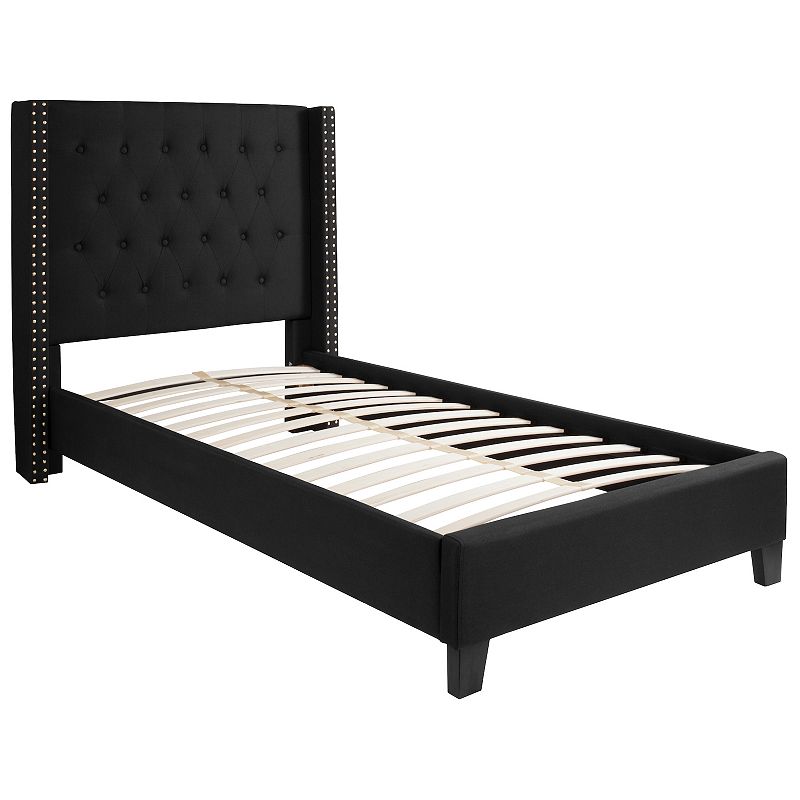 Flash Furniture Riverdale Tufted Upholstered Platform Bed, Black, Full