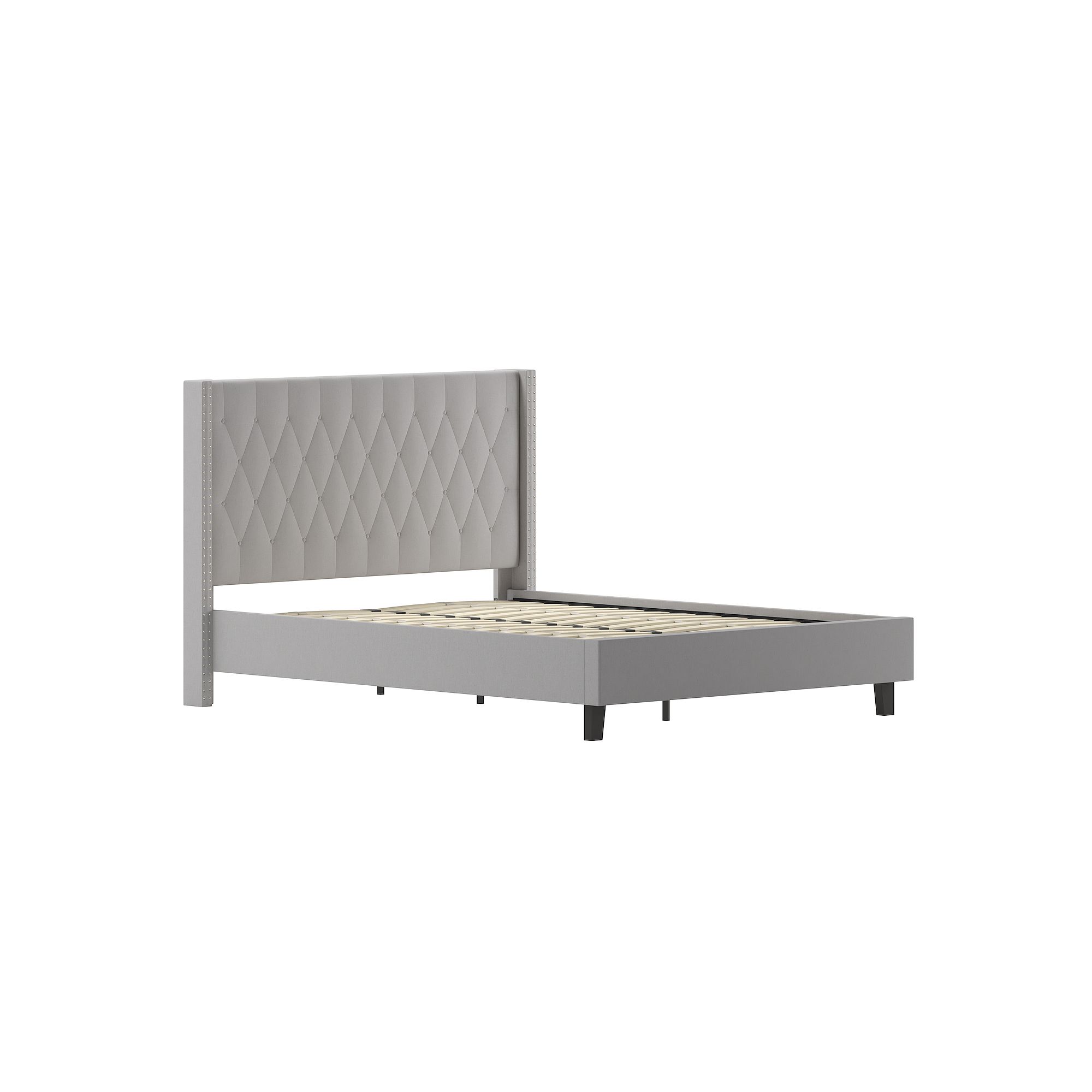 Flash Furniture Riverdale Tufted Upholstered Platform Bed, Light Gray