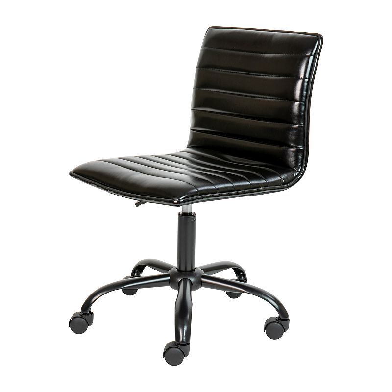 Flash Furniture Low Back Designer Armless Ribbed Swivel Office Chair, Black