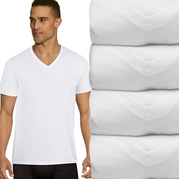 Mens Hanes Ultimate® 4 Pack X Temp™ Mesh V Neck Tees