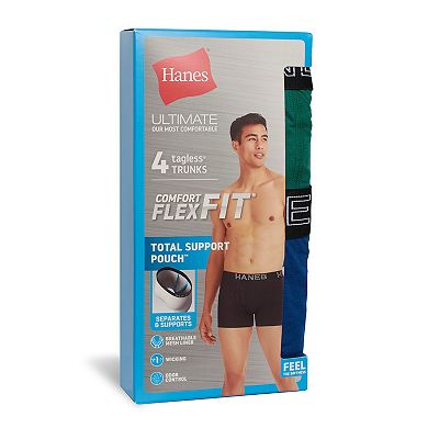 Men's Hanes® 4-Pack Ultimate Total Support Pouch Moisture-Wicking Trunk Underwear
