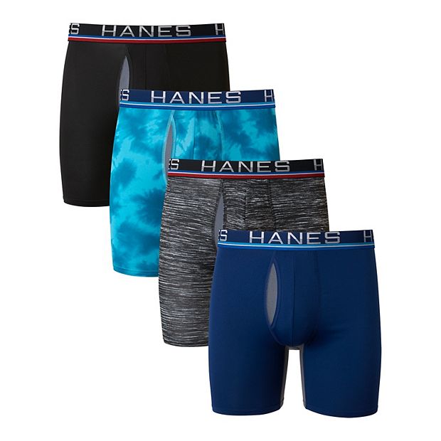 Men's Hanes Sport™ 4-Pack X-Temp® Total Support Pouch™ Long-Leg Boxer