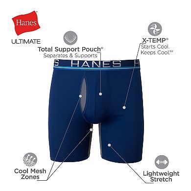 Men's Hanes Sport™ 4-Pack X-Temp® Total Support Pouch™ Long-Leg Boxer Briefs