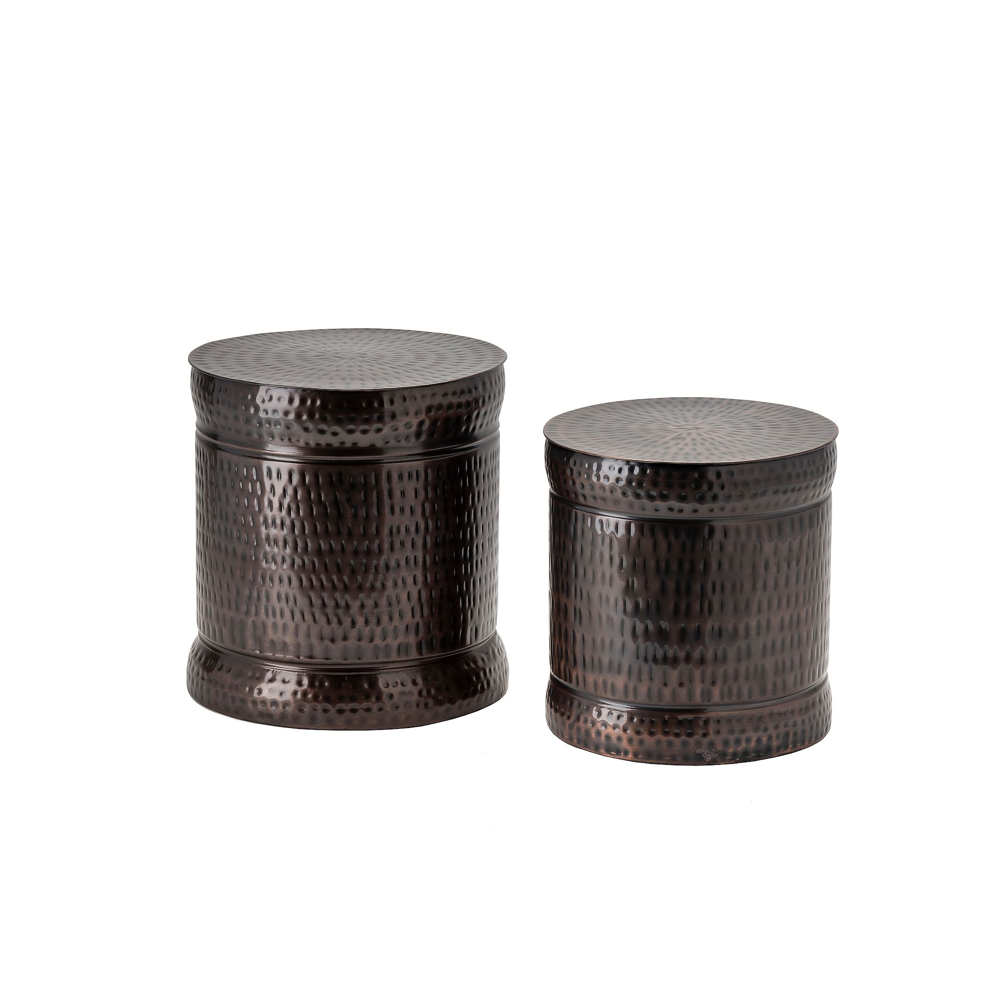 Hammered End Table 2-piece Set, Brown