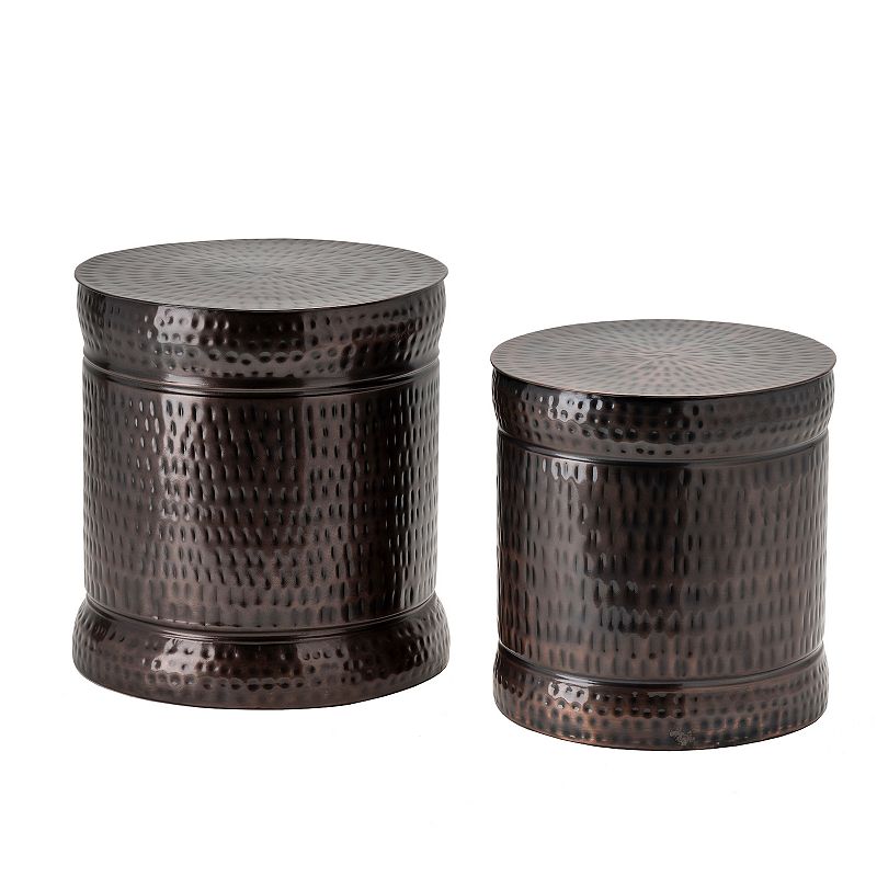 Hammered End Table 2-piece Set, Brown