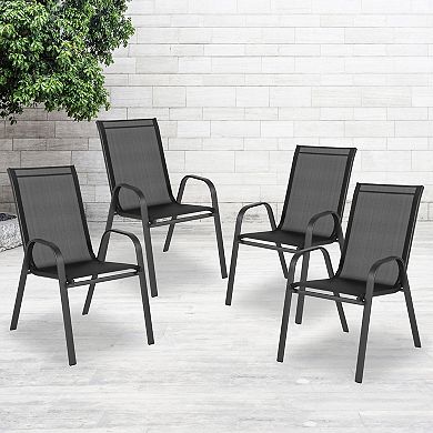 Flash Furniture Brazos Flex Comfort Outdoor Stack Patio Chair 4-piece Set