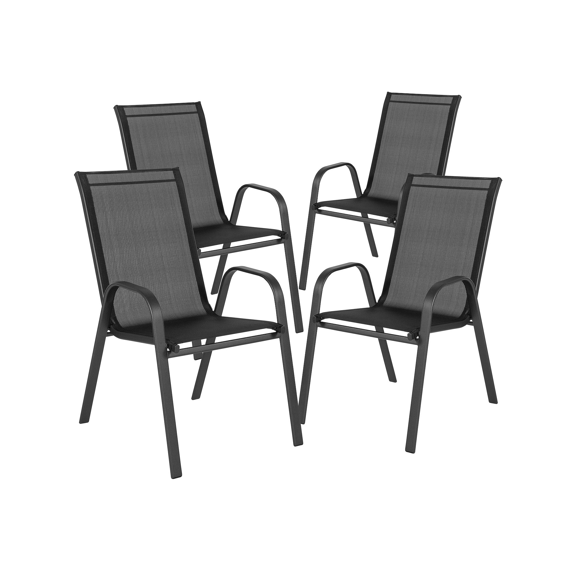 Flash Furniture Brazos Flex Comfort Outdoor Stack Patio Chair 4-piece Set, 