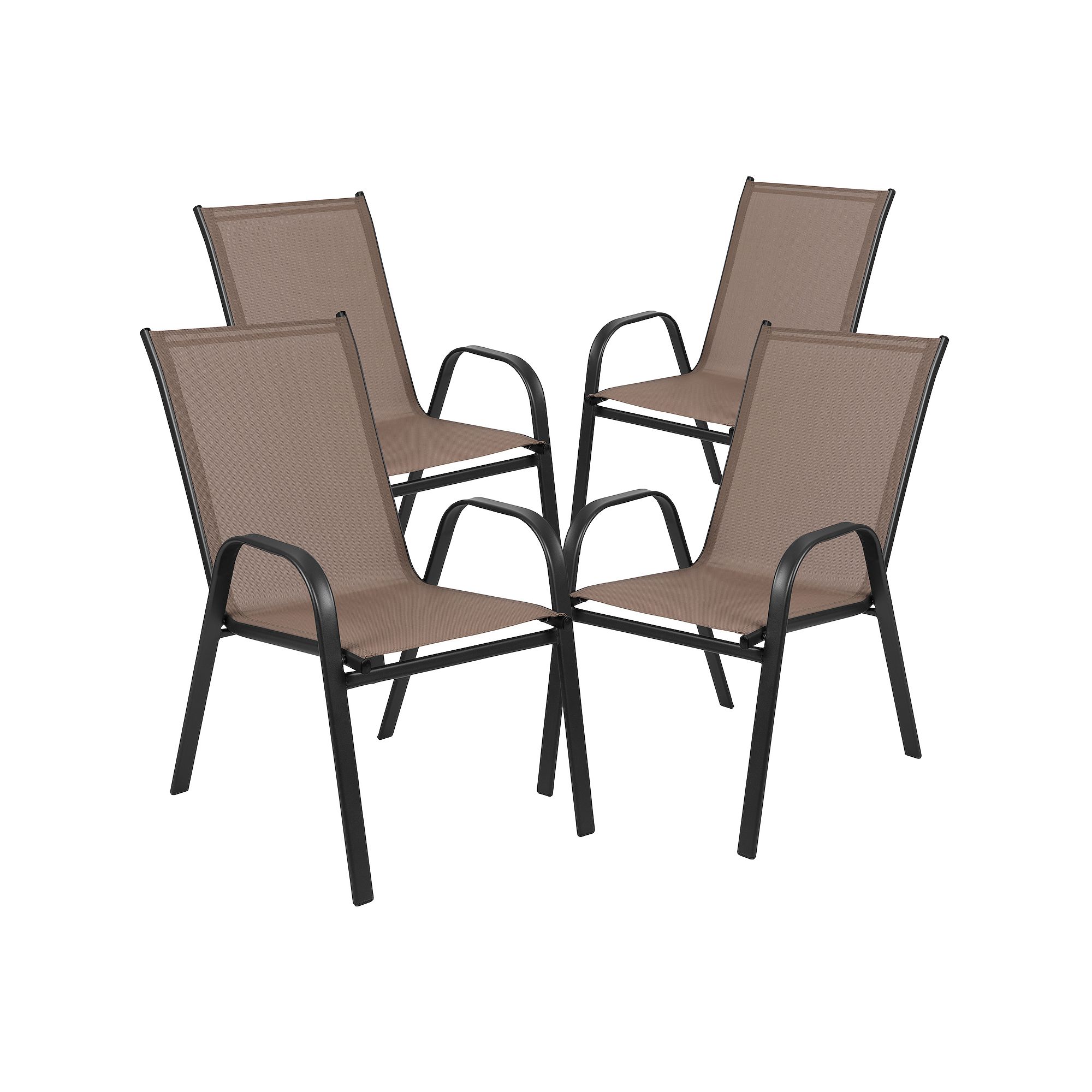 Flash Furniture Brazos Flex Comfort Outdoor Stack Patio Chair 4-piece Set, 
